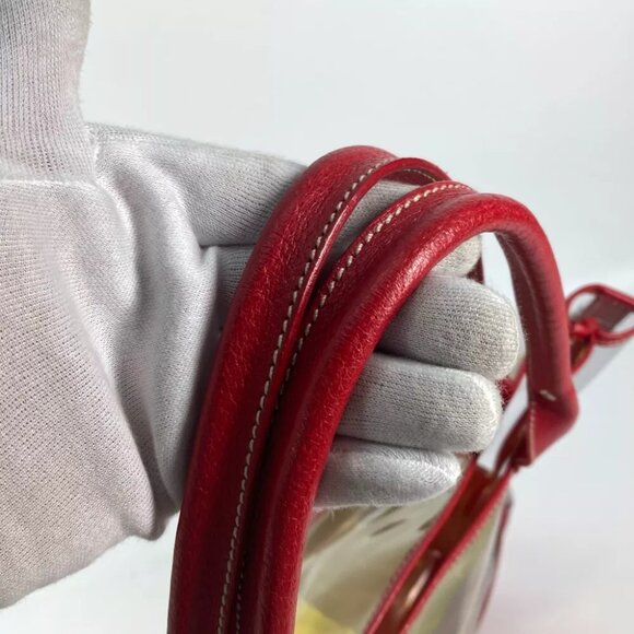 PRADA Vinyl Bags logo Tote Bag Shoulder Bag Vinyl / Leather Red/yellow - Picture 8 of 12